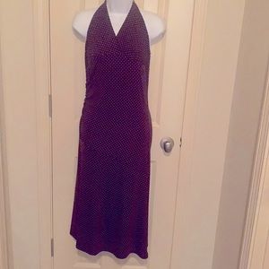 Retro 50’s Brown White Polk Dots Halter Top Dress